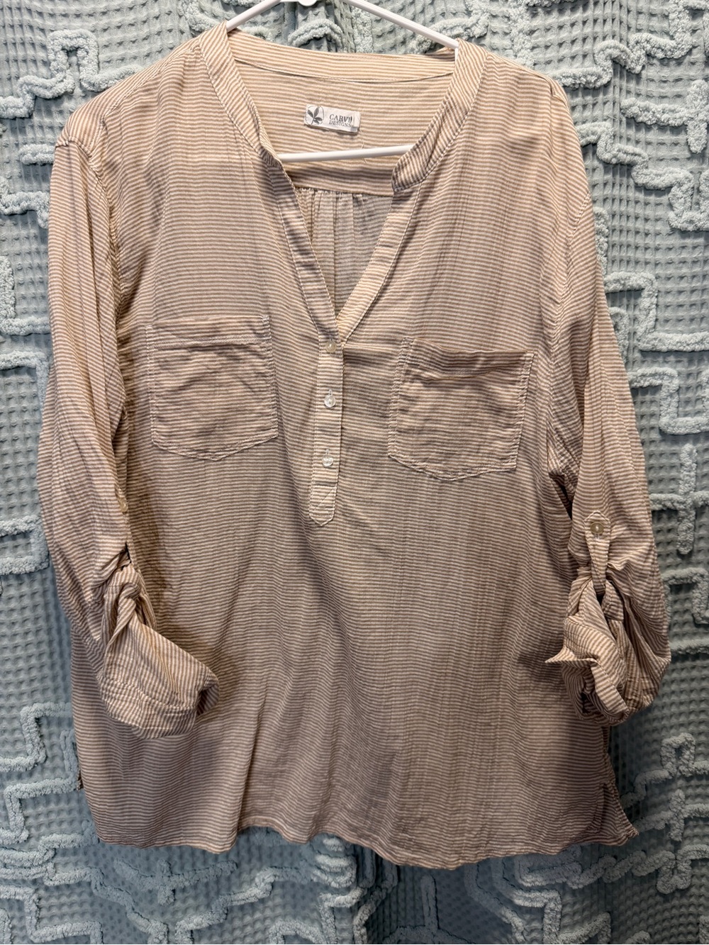 Carve Designs Striped Tan Tunic